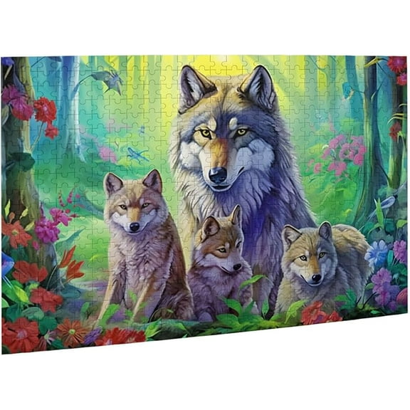 Jigsaw Puzzles 500 Pieces for Adults Wolf Pack Forest Formation Wooden Toys Entertainment Props for Friend Home Decoration Wall Art Gift