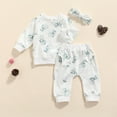 thumbnail image 2 of Komoo 3Pcs Newborn Infant Baby Girl Outfits Long Sleeve Sweatshirts Pants Sets Clothing Gifts, 2 of 9