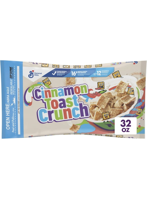 Cinnamon Toast Crunch Breakfast Cereal, Crispy Cinnamon Cereal, Value Bag, 32 oZ