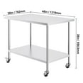 thumbnail image 2 of KFFKFF 30" x 48" Stainless Steel Table with 4 Casters, Commercial Kitchen Work & Prep Table, 3 Height Settings, Robust Stainless Steel Food Preparation Table, Silver, 2 of 8