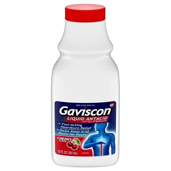 Gaviscon Extra Strength Liquid Antacid, Cherry Flavor 12 oz (Pack of 6)