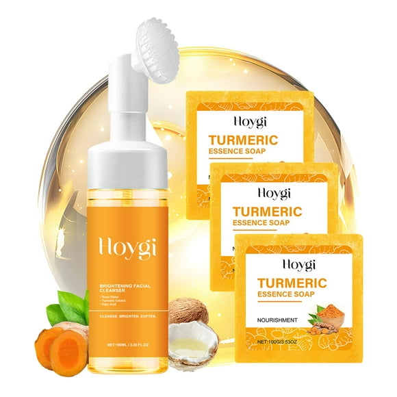 Set de cuidado facial y jabón en barra HOYGI con cúrcuma para toda la piel