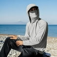 thumbnail image 5 of Men's UV Protection Sun Shirt Long Sleeve Hoodies With Face Covering Lightweight Breathable Top Summer Outdoor Fishing Hiking Beach Blouses, 5 of 5