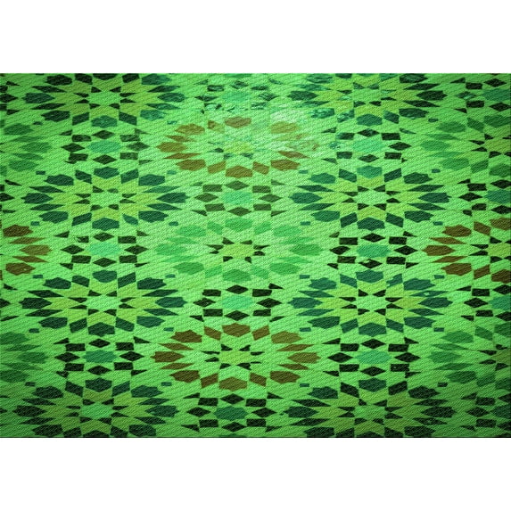 Ahgly Company Machine Washable Indoor Rectangle Transitional Green Area Rugs, 5' x 7'