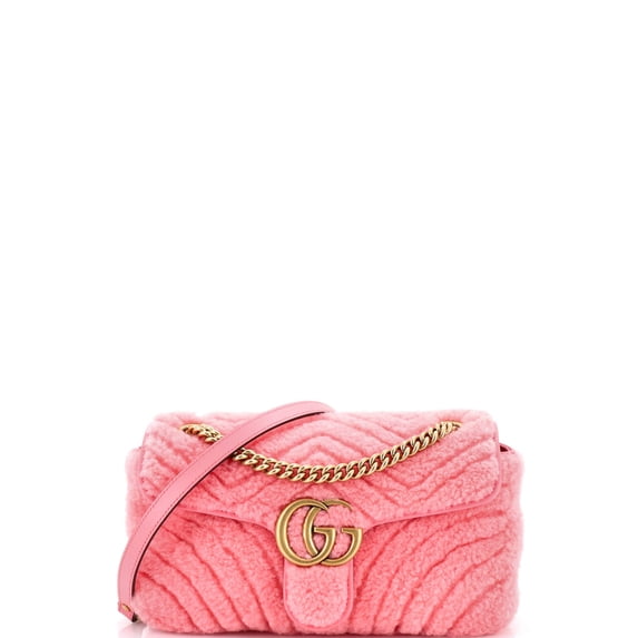 Pre-Owned GG Marmont Flap Bag Matelasse Shearling Small By Rebag