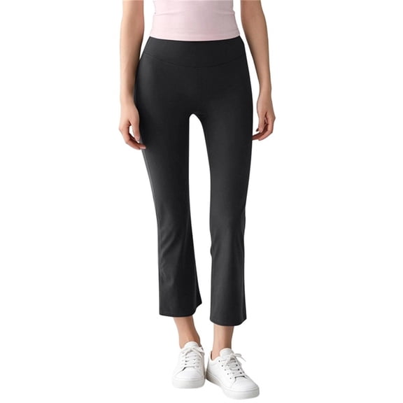 Khunlpohl Plus Size Yoga Capri Pants for Womens Straight Leg Elastic High Waist Trousers Casual Baggy Workout Capris Pant