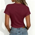 thumbnail image 5 of GUACER Womens Short Sleeve Shirts Asymmetrical Pointed Hem Crop Tops, Stretchy Crew Neck Slim Fit Casual Everyday Blouses, 5 of 8