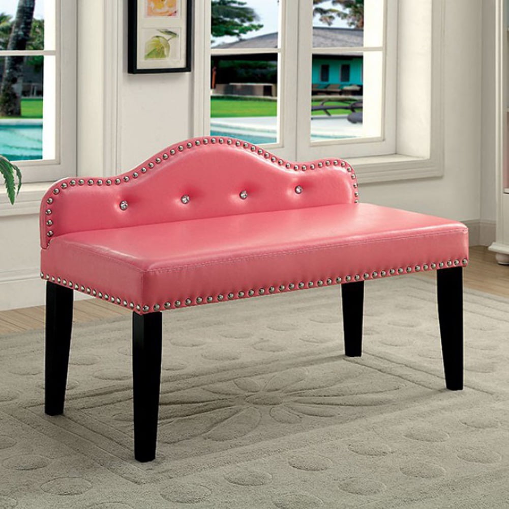 Contemporary Small Bench, Pink Finish