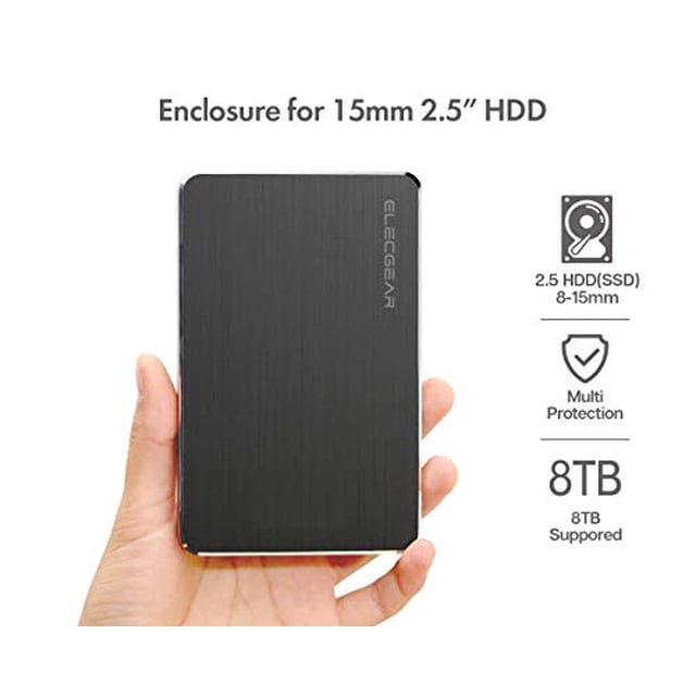 Caja de disco externo ElecGear USB C 3.1 Gen2 para disco duro SATA de
