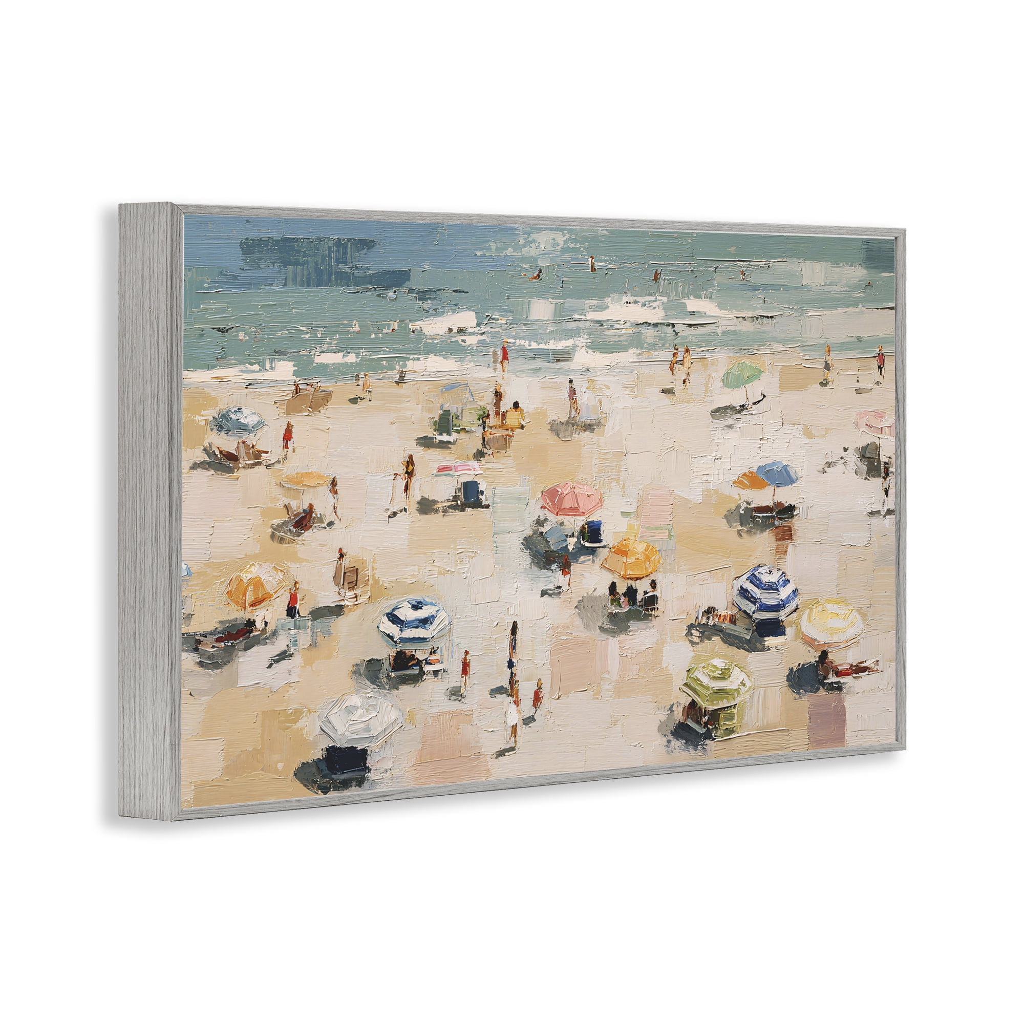 Stupell Industries Summer Beachgoers Expression Gray Framed Giclee Art, design by Jacky Ngan