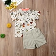 thumbnail image 2 of Toddler Baby Boys Alpaca Shorts Set Short Sleeve Button Down Shirt + Shorts Pants 2 Pieces Infant Summer Clothes Outfits, 2 of 6