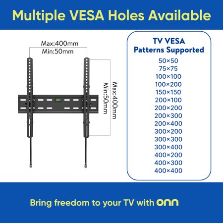 ONN TILTING TV WALL MOUNT FOR 19″ TO 50″ TVS, UL LISTED, UP TO 12° TILTING