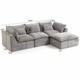 thumbnail image 6 of Muumblus 102" Boneless Modular Sectional Sofa with Movable Ottoman, Oversized L-Shaped Cloud Couch for Living Room, Gray Waffle, 6 of 6