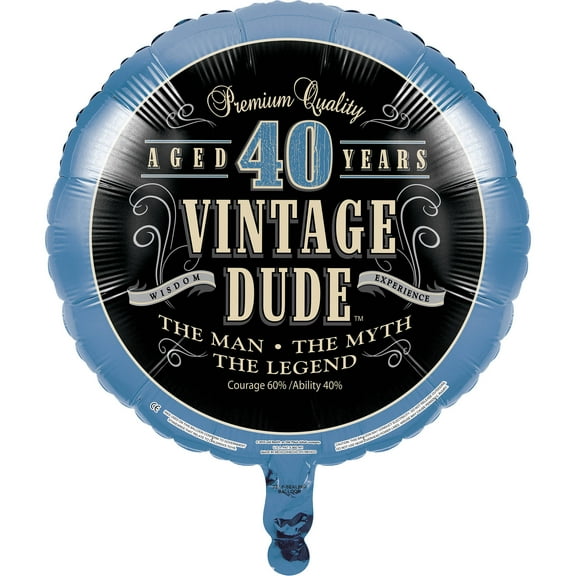 Vintage Dude 40th Birthday Mylar Balloon
