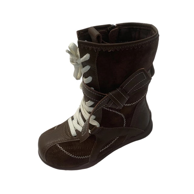 Fall/Winter Savings! SROBPTY Girl's Winter Boots, Soft Soled Boots for Fall and Winter Medium Children Zippered Short Boots Solid Color Little Girl Fashionable Student Princess Boots