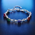 thumbnail image 3 of Women’s Round Cut White Cubic Zirconia Birthstone 925 Sterling Silver Link Chain Bracelet 6.89”, 3 of 3