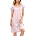 thumbnail image 6 of Chemise Nightgowns for Women Zaewscy Lady's Home-style Short-sleeved Lace Nightgown Beige Free Size, 6 of 8