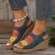 thumbnail image 2 of Bmisegm Women's Color Block Wedge High Heel Sandals Fashionable Sandals Sandals Women Summer Green 7.5, 2 of 6