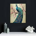 thumbnail image 4 of Nawypu Retro Blue Peacocks Standing On Peach Blossom Tree Canvas Art Painting Elegant Animal for Home office Wall Decor, 4 of 4