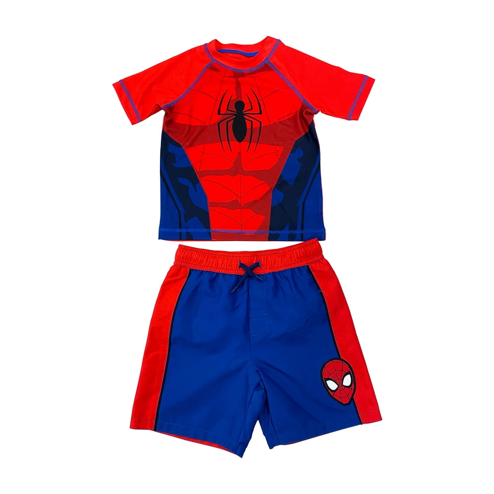 SpiderMan Spiderman Toddler Boy Costume Rash Guard & Swim Trunks