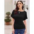 thumbnail image 5 of Womens Casual T Shirts Dolman Top Breathable Basic Short Sleeve Shirts Boat Neck Ruched Tops Summer Lightweight Clothes, 5 of 7