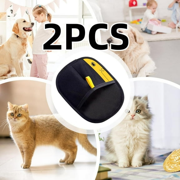 Double-Sided Pet Grooming Gloves for Dogs & Cats Reusable Hair Remover & Deshedding Gloves Washable Grooming Mitt for Small to Large 2 Pack