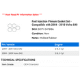 thumbnail image 2 of Fuel Injection Plenum Gasket Set - Compatible with 2004 - 2010 Volvo S40 2005 2006 2007 2008 2009, 2 of 2