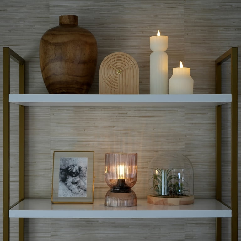 LED Flameless Fluted Figural Wax Candle Set, White, 2-Piece photo 5