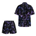thumbnail image 5 of FKELYI Purple Butterfly Musical Note Print Women's 2 Piece Short Set for Summer Open Front Shirt Top & Shorts with Elastic Waist Beachwear Loungewear Set for Ladies, M, 5 of 7