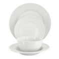 thumbnail image 2 of Elama Soyer 16 Piece Textured Design Double Bowl Porcelain Dinnerware Set in White, 2 of 8