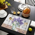 thumbnail image 3 of Purple Lavender Placemats Set of 6, Spring Floral Daisy Butterfly Leaves Gray Placemats for Dining Table, Place Mats for Kitchen Tabletop, Waterproof Wipeable Dining Table Mats Set, 3 of 9