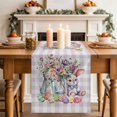 thumbnail image 2 of Table Runner 72 Inches Long for Kitchen Dining, Spring Easter Dresser Scarf Farmhouse, Dining Table Decorations for Wedding/Parties, Watercolor Floral Rabbits Eggs Purple Plaid 13 x 72 In, 2 of 8