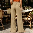 thumbnail image 3 of Guluxicc Women's Cotton Pants with Pockets Elastic Waist Long Wide Leg Trousers Summer Casual Outfits for Everyday Wear, 3 of 5