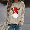 thumbnail image 2 of WEAIXIMIUNG Chandails Molletonnés Surdimensionnés pour Femmes Grande Taille Mode Automne/hiver pour Femmes Chandail d'Extérieur Col Rond Imprimé de Noël Chandail en Tricot Grossier Chandail à Capuchon, 2 of 5