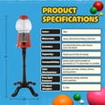 thumbnail image 6 of 15” Gumball Machine with Stand and Coin Bank - Bubble Gum Machine Candy Dispenser Vending Machine with Glass Globe and Metal Base - Vintage Style Gum Ball Machine by Great Northern Popcorn (Red), 6 of 11