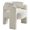 thumbnail image 3 of 34.6" Wide Boucle Accent Chair, Modern White Living Room Chair with Solid Wood Frame, Comfy Upholstered Barrel Side Chair for Makeup, Living Room, Bedroom and Office, 3 of 7