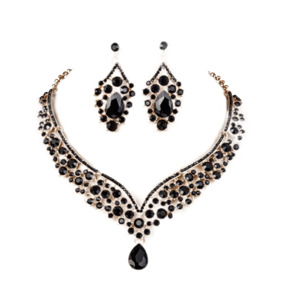 UDIYO 1 Set Bridal Earrings Necklace Water Drop-shaped Rhinestones Jewelry Geometric Adjustable Jewelry Set for Wedding