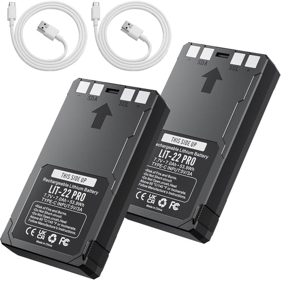 2 Pack LIT-22 Battery 7000mAh Rechargeable Lithium Battery for SPYPOINT Trail Camera - Compatible with Flex-M, Flex G-36, Flex-Plus, Flex-S Cellular Trail Cameras (Includes Type-C Cable)