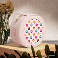 thumbnail image 6 of Fuzoiu Colorful Donuts Print Portable Jewelry Box,Round Mini Leather Travel Jewelry Case,Small Travel Jewelry Organizer,Jewelry Holder for Ring Necklace Earring for Women Girls-Pink, 6 of 7