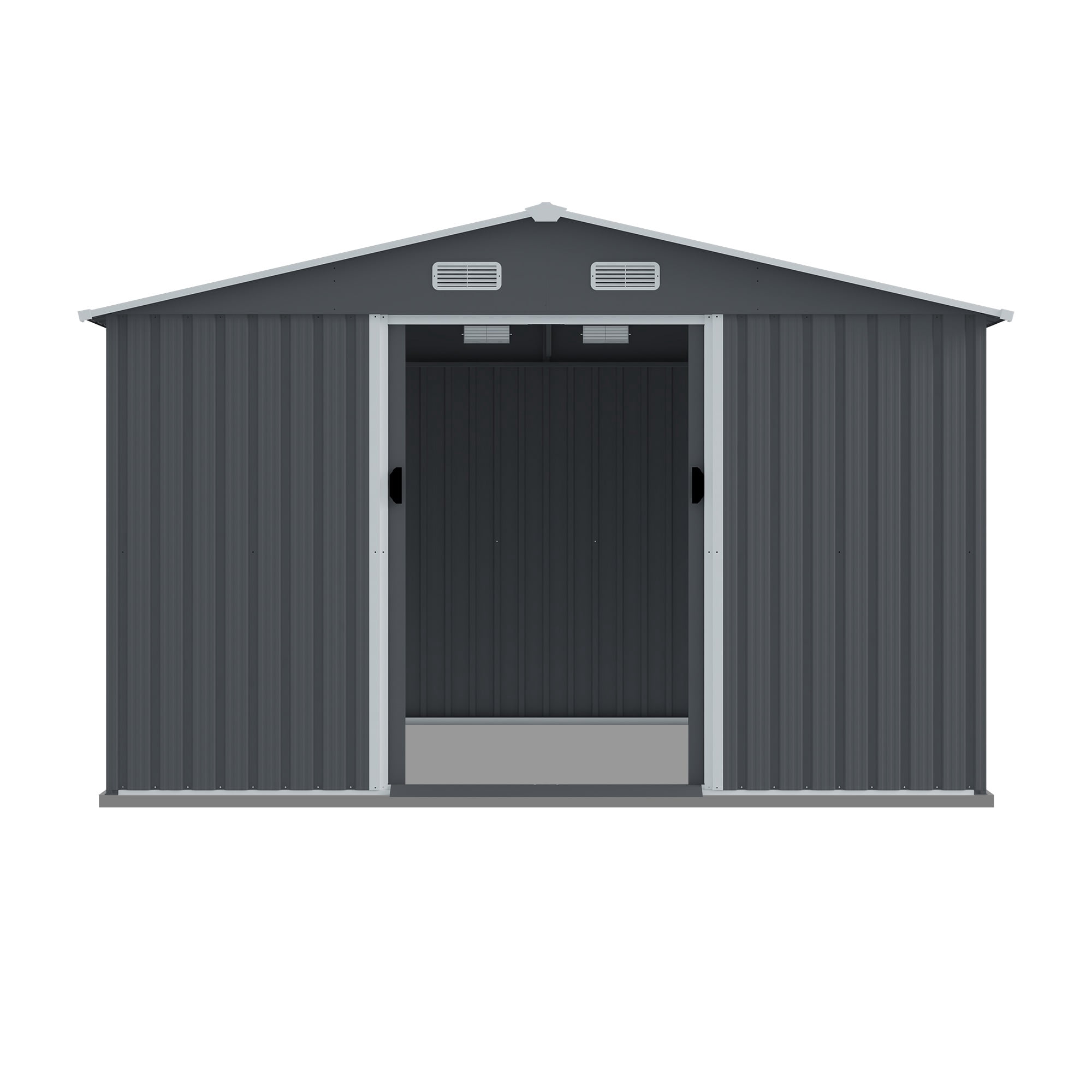 Outdoor Storage Shed 8 x 10 FT Large Metal Tool Sheds, Heavy Duty Storage House with Sliding Doors with Air Vent for Backyard Patio Lawn to Store Bikes, Tools, Lawnmowers Grey