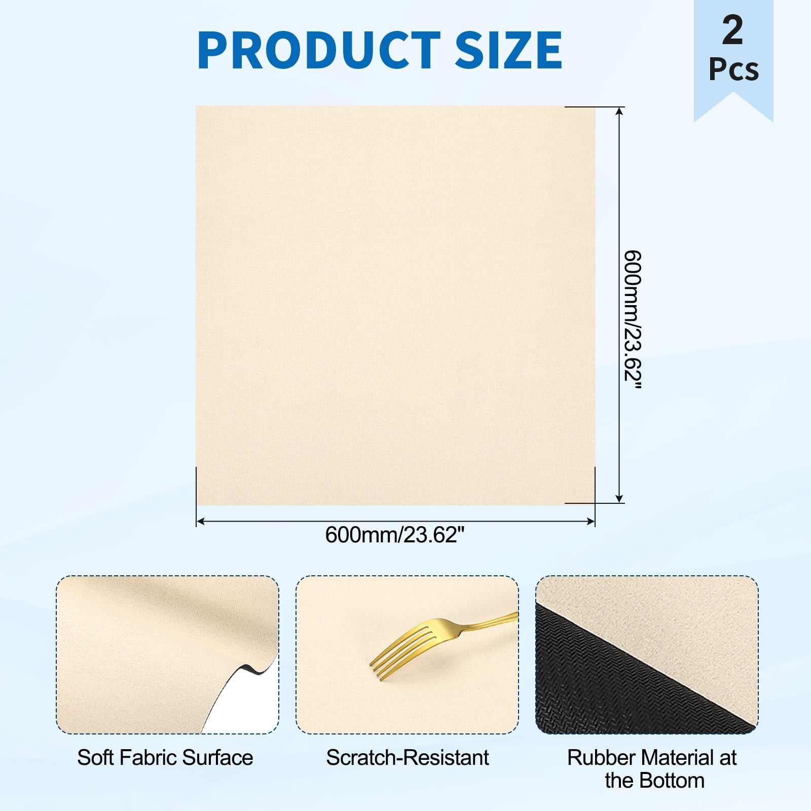 Washer and Dryer Top Protector Mat 24" x 24", 2Pack - Non-Slip, Quick Drying Rubber Washing Machine Top Cover Pad for Home Kitchen Laundry Room, Beige