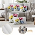 thumbnail image 6 of Blue Red Yellow Tulips Pillow Covers 2 Pack Country Flowers Pillowcase Waterproof Outdoor Throw Pillow Cover for Patio Garden Square Cushion 20”x20”, 6 of 9