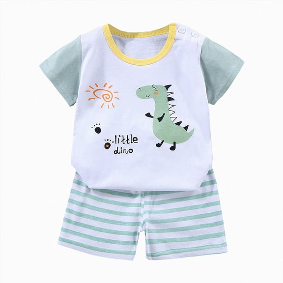 KPOPLK Little Boys Short Set Pajamas for Boys Cotton Toddler Cartoon Dinosaur Sleepwear Summer Clothes Size 3-6 Months