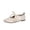 White, variant on Miqool Womens Mary Jane Flats Low Heel Round Toe Bowknot Contrast Lace Shallow Mouth One Buckle Casual PU Shoes