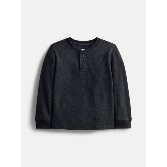 Wonder Nation Toddler Boys Thermal Henley Shirt with Long Sleeves, Sizes 12M-5T
