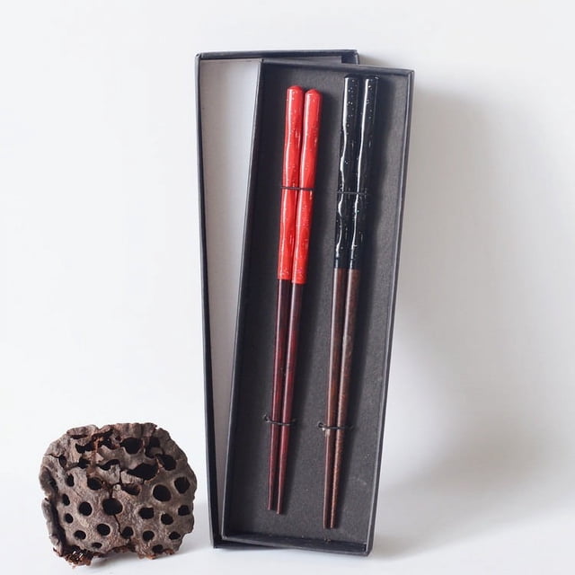 Palillos, palillos chinos de madera natural, 2 pares de palillos reutilizables, 2 juegos dobles con cubierta protectora