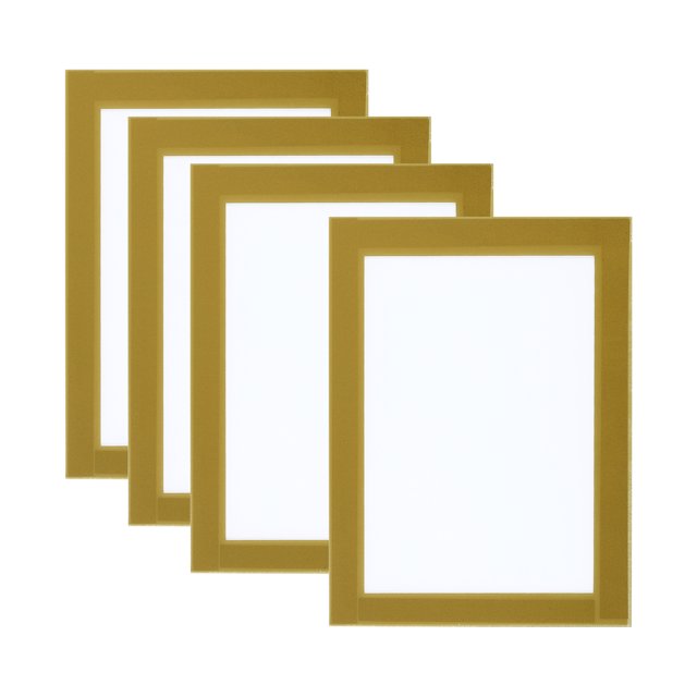 Unique Bargains 4x6 Magnetic Picture Frame, 4pcs A6 Magnetic Frame Magnetic Photo Frames Self-Adhesive for Refrigerator, Golden