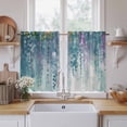 thumbnail image 2 of Green Botanical Tier Curtains, Watercolor Spring Floral Oil Painting Elegant Light Filtering Kitchen Curtains, 2Pcs Rod Pocket Half Window Treatments Panels for Sink Cafe Cabinet Basement 27.5x45In, 2 of 9