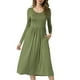thumbnail image 1 of Vestido elegante de manga larga para mujer, vestido de manga larga, redondo, manga larga, vestidos fluidos, vestido de mujer con cuello redondo hasta la rodilla, elegante y estético, 1 of 5