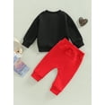thumbnail image 4 of Bagilaanoe 2Pcs Toddler Baby Boys Valentine's Day Outfits Heart Letters Print Long Sleeve Pullover Tops + Trousers 12M 18M 24M 3T Kids Long Pants Set, 4 of 9